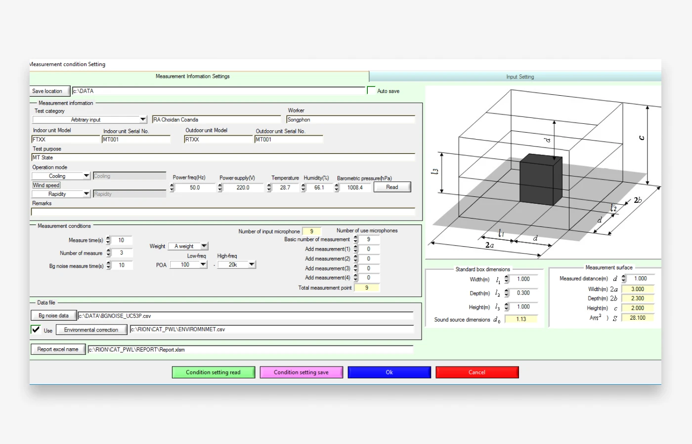 音響計測システムCAT-PWL画面